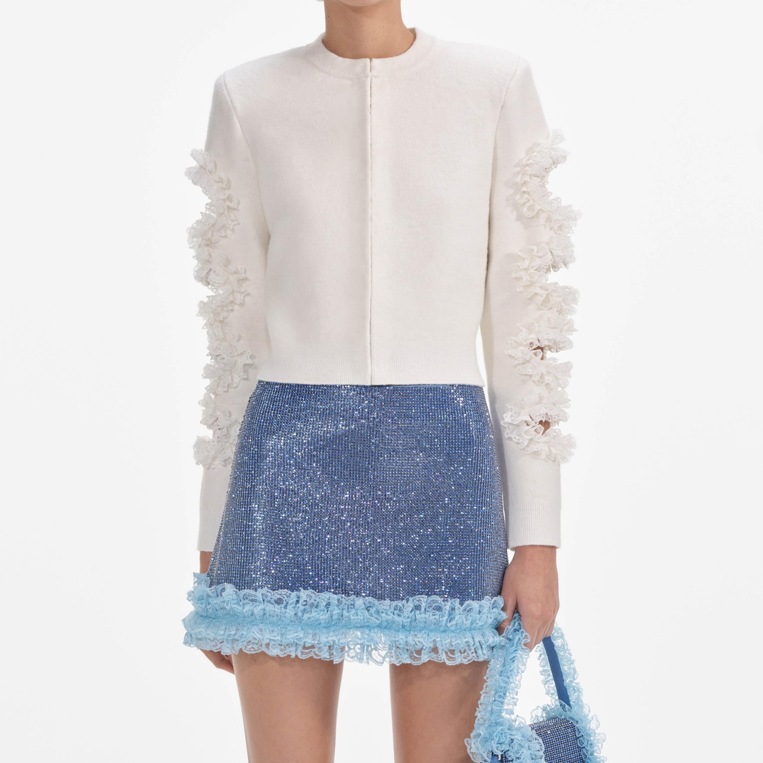 Blue Crystal Chainmail Mini Skirt Product Image