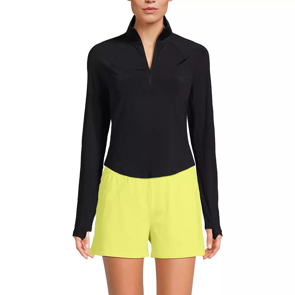 Womens Lands End Cooling Quarter Zip Raglan Long Sleeve Rash Guard Product Image
