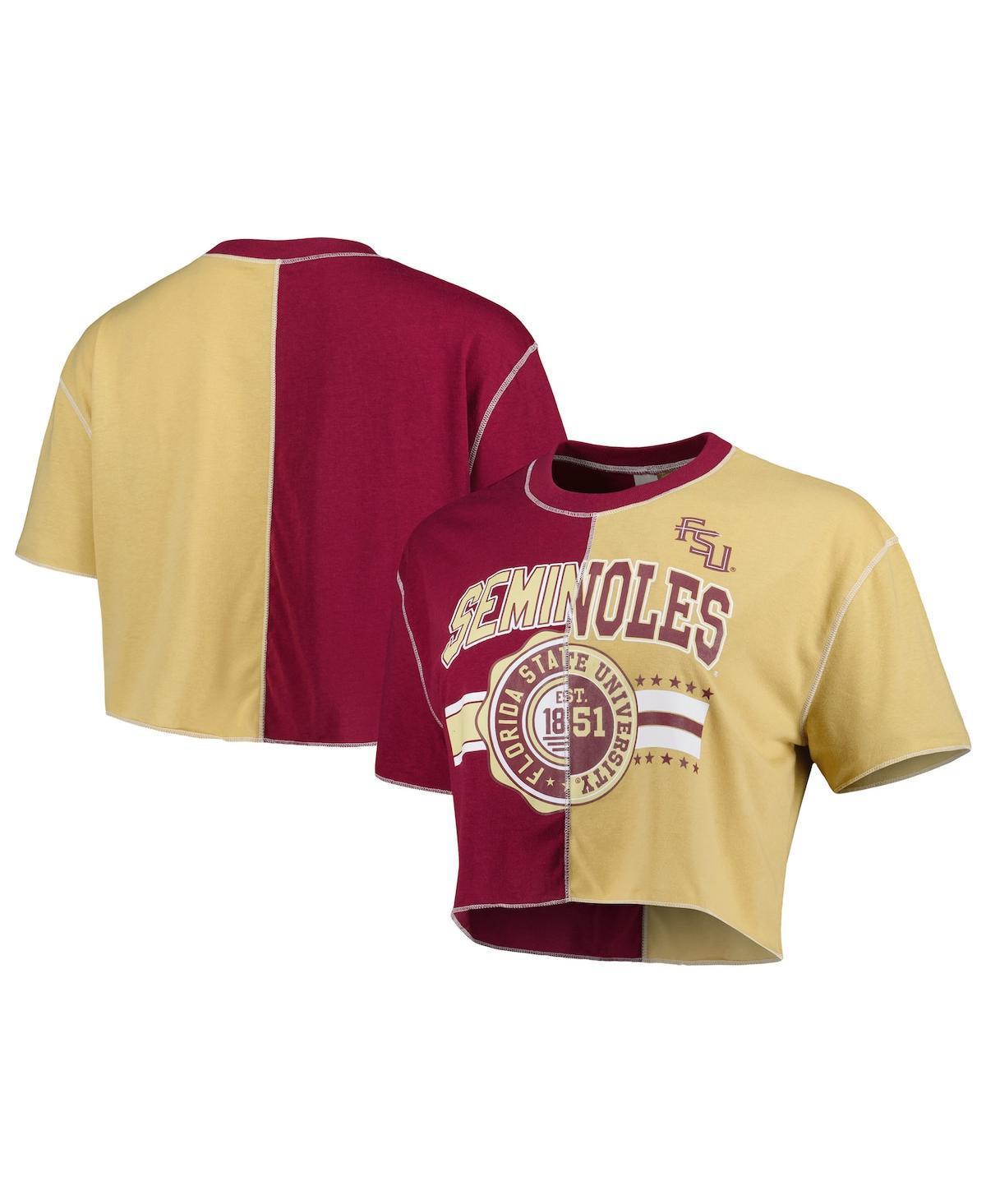 Women's ZooZatz Maroon/Gold Florida State Seminoles Colorblock Cropped T-Shirt, Size: Small, Red Product Image