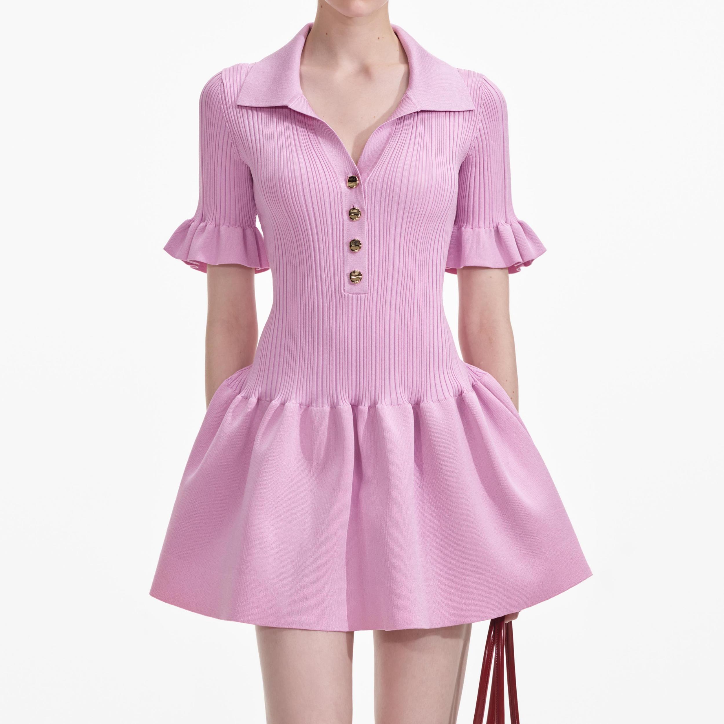Pink Viscose Rib Mini Dress Product Image