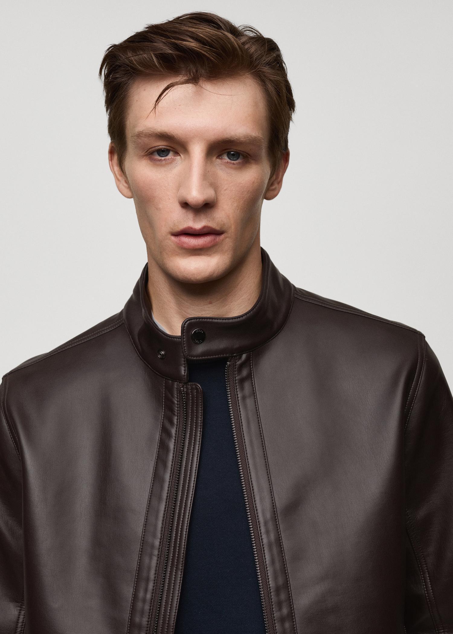 Nappa leather-effect jacket - Men | MANGO USA Product Image