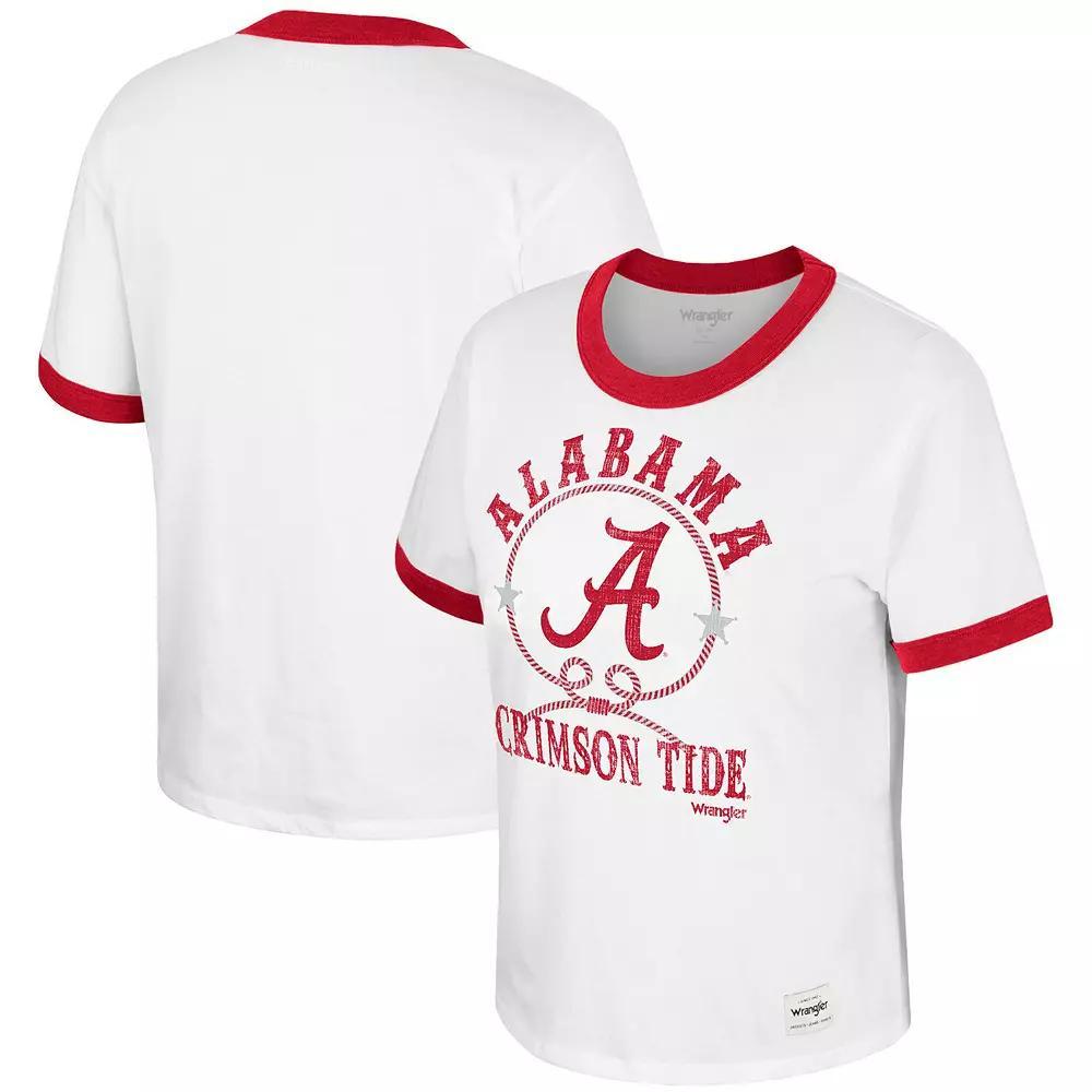 Women's Colosseum x Wrangler White Alabama Crimson Tide Freehand Ringer T-Shirt, Size: Small Product Image