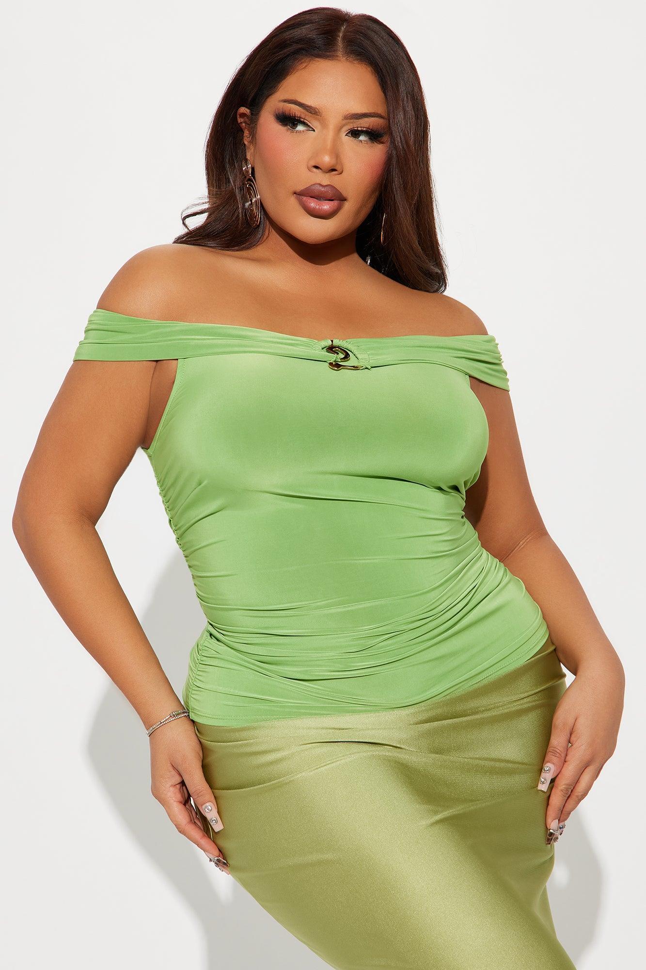 New Views Off Shoulder Top - Green Product Image