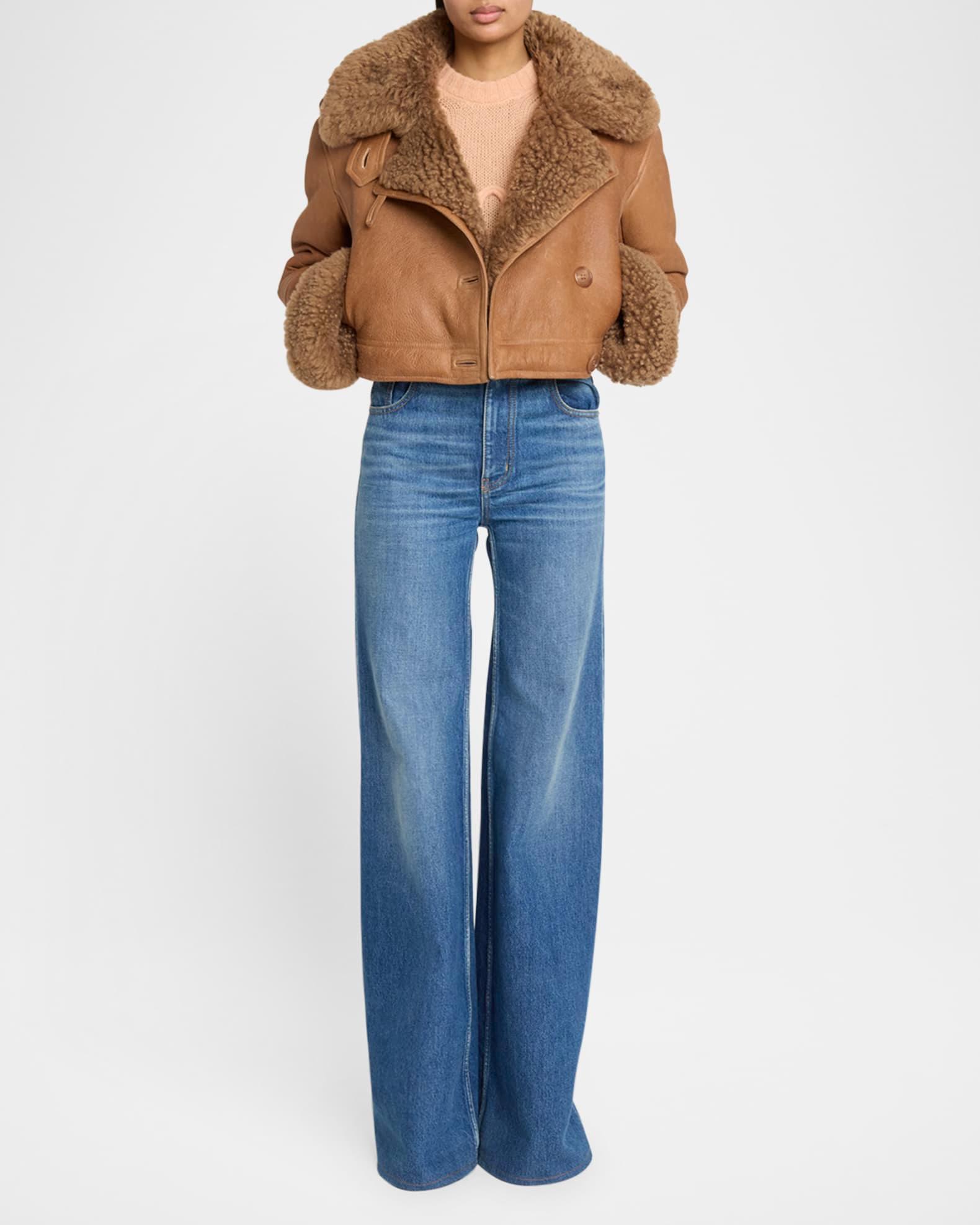 Lamb Shearling Crop Moto Jacket Product Image
