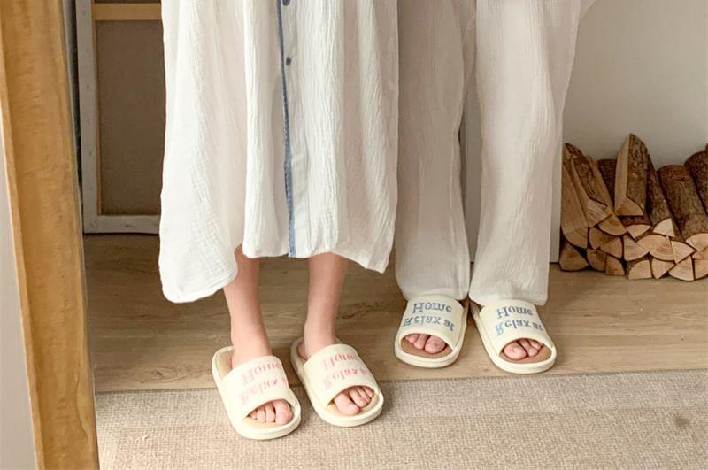 Couple Matching Contrast Trim Pajama Dress / Long-Sleeve Pajama Set Product Image