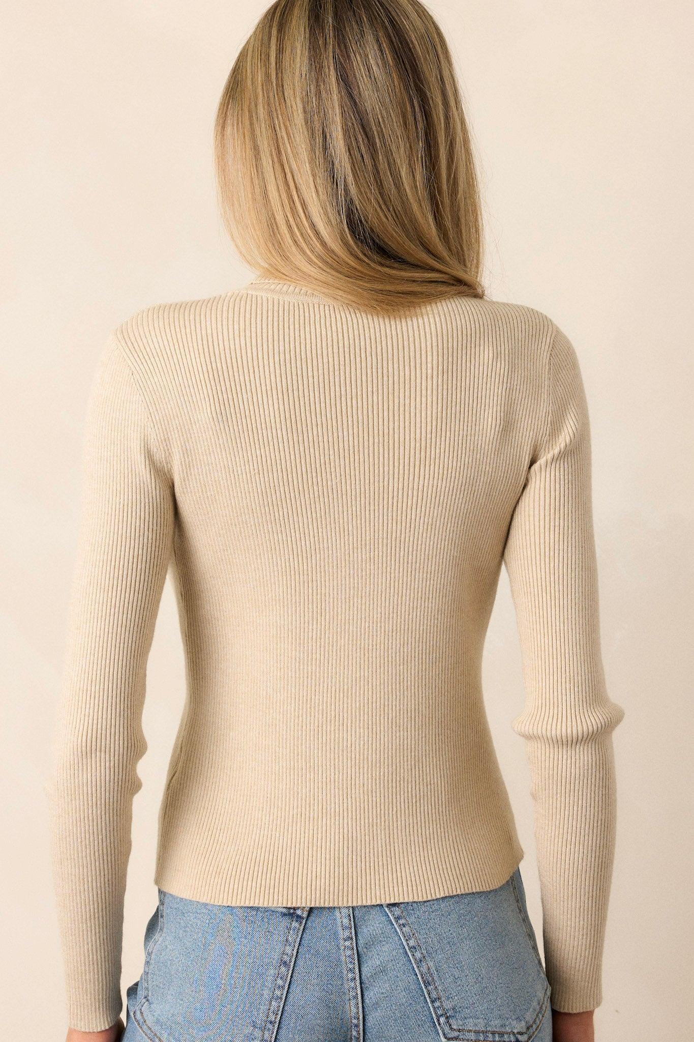 Let It Be Khaki Ribbed Long Sleeve Turtleneck Sweater Product Image