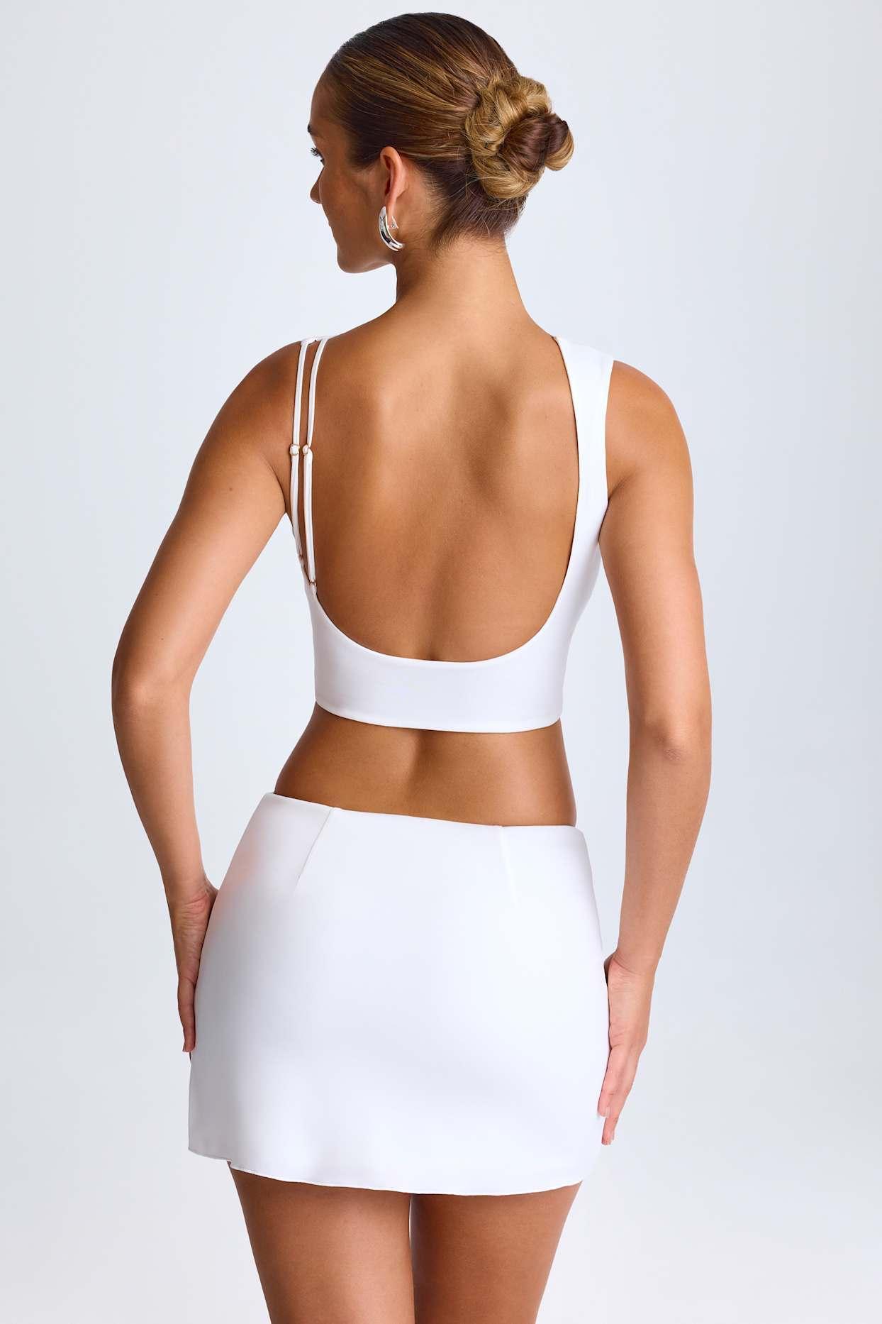 Draped A-Line Mini Skirt in White Product Image