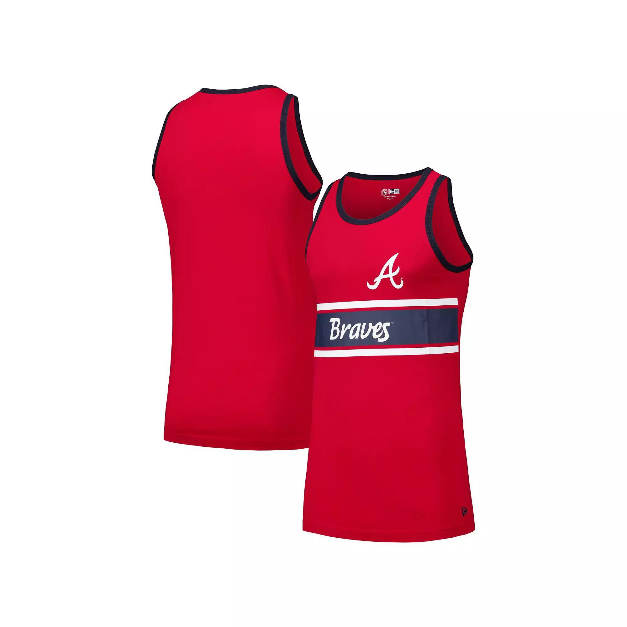 Men's New Era Red Atlanta Braves Jersey Ringer Tank Top,  Product Image