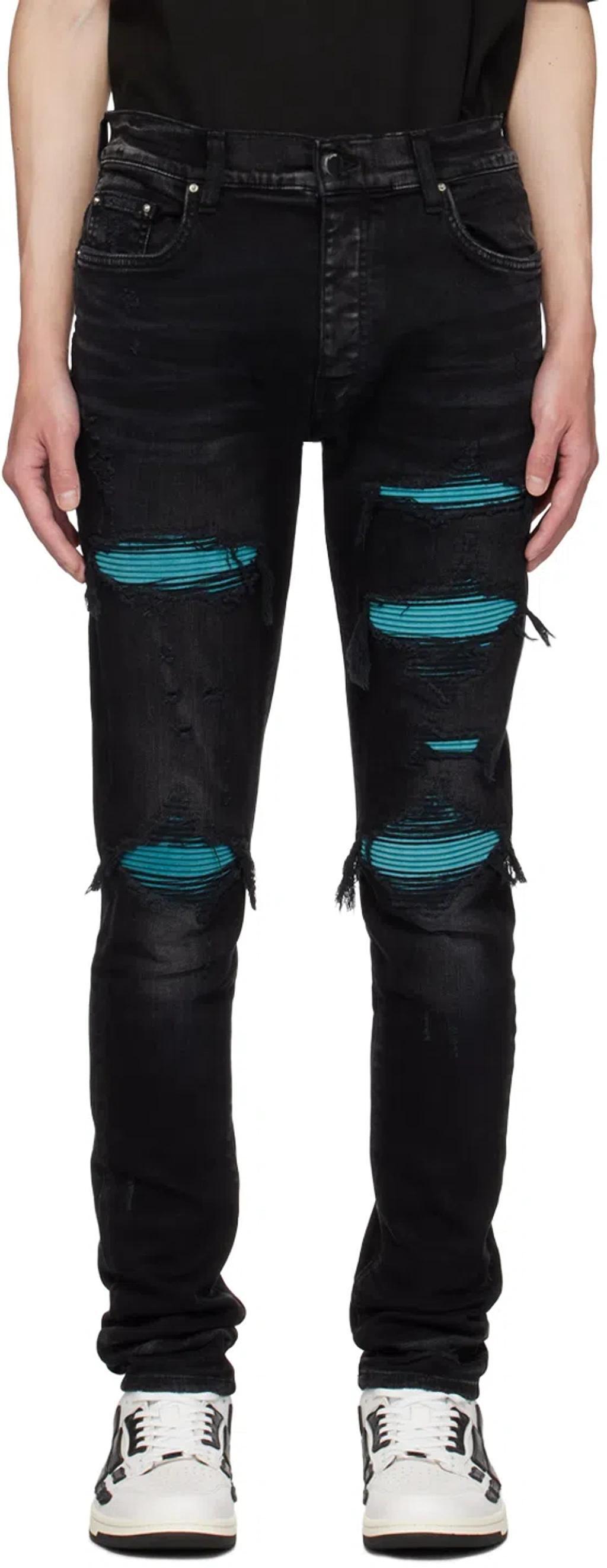 AMIRI Suede-embellished Skinny Jeans In Black Product Image