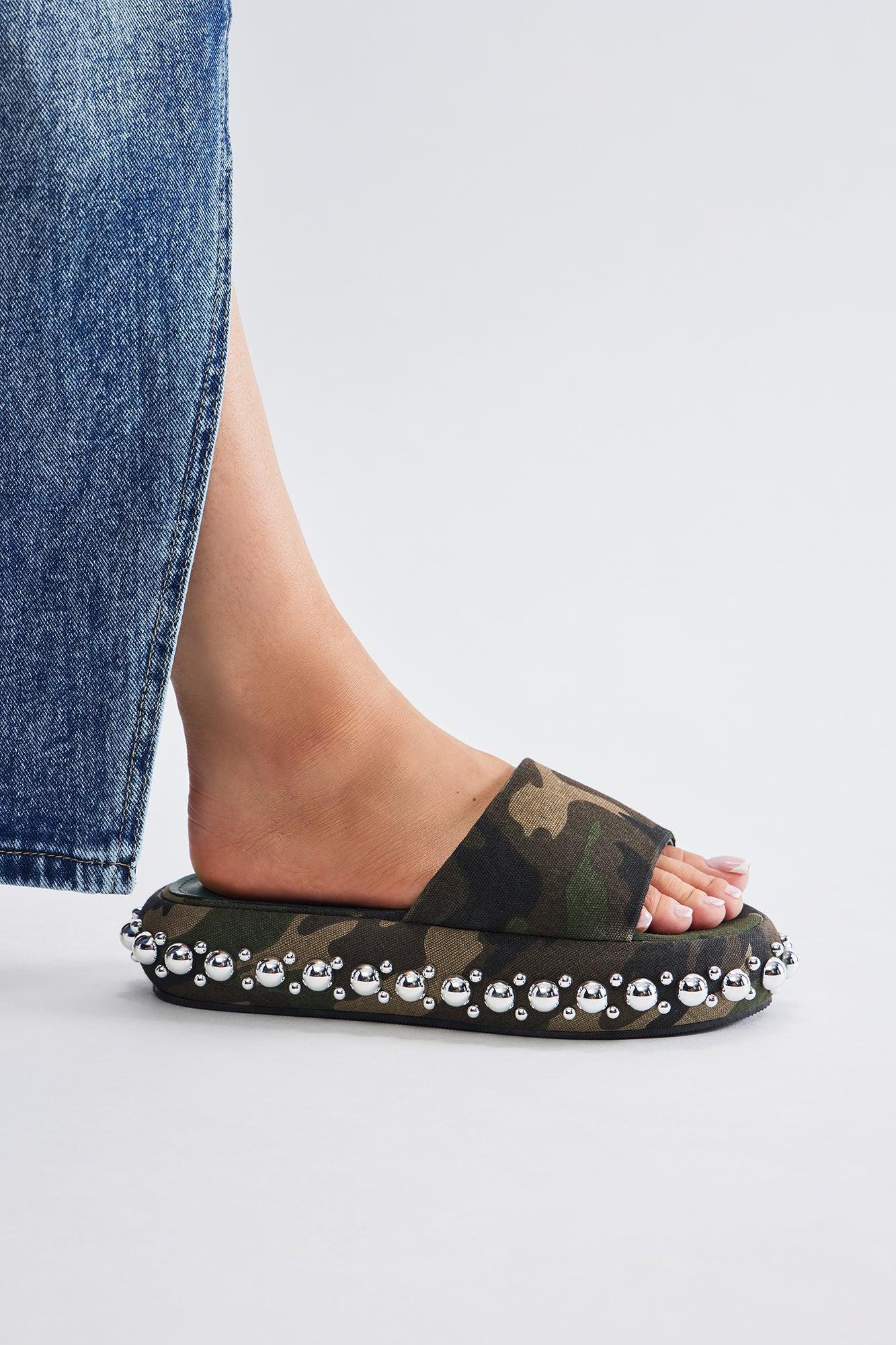 That's All I Got Studded Slides - Camouflage Product Image