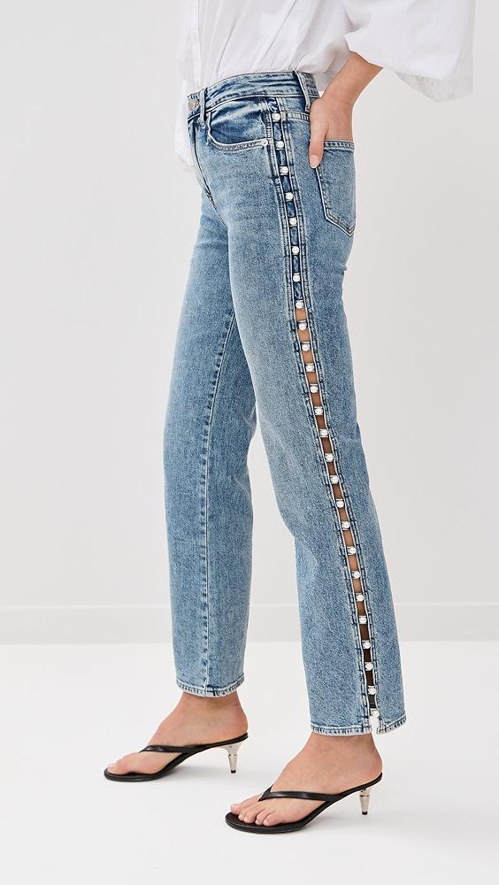 SIMKHAI Amelia High Rise Pearl Embellished Denim Jeans | Shopbop Product Image