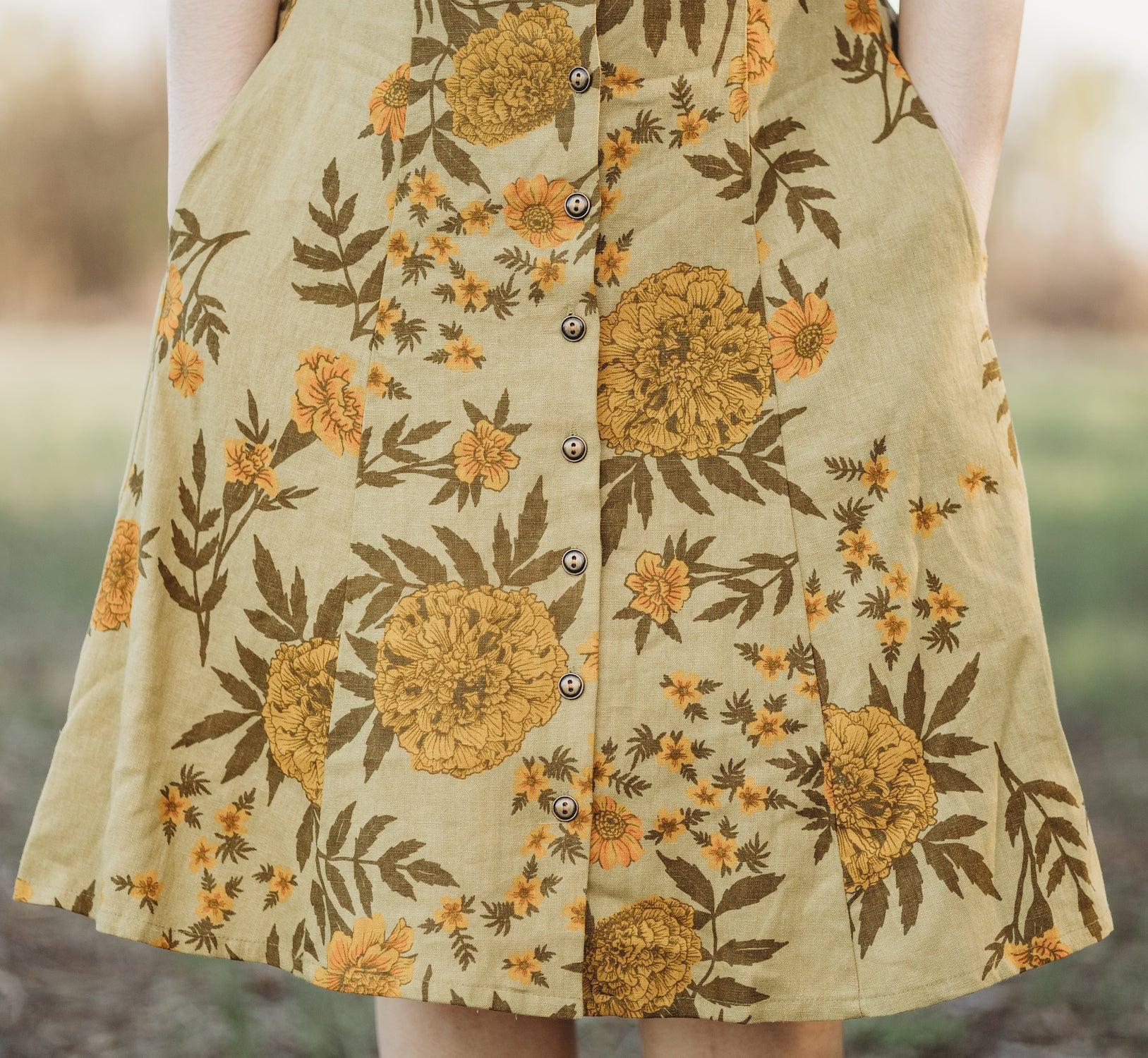 Bae Skirt in Mustard Marigold Linen Product Image