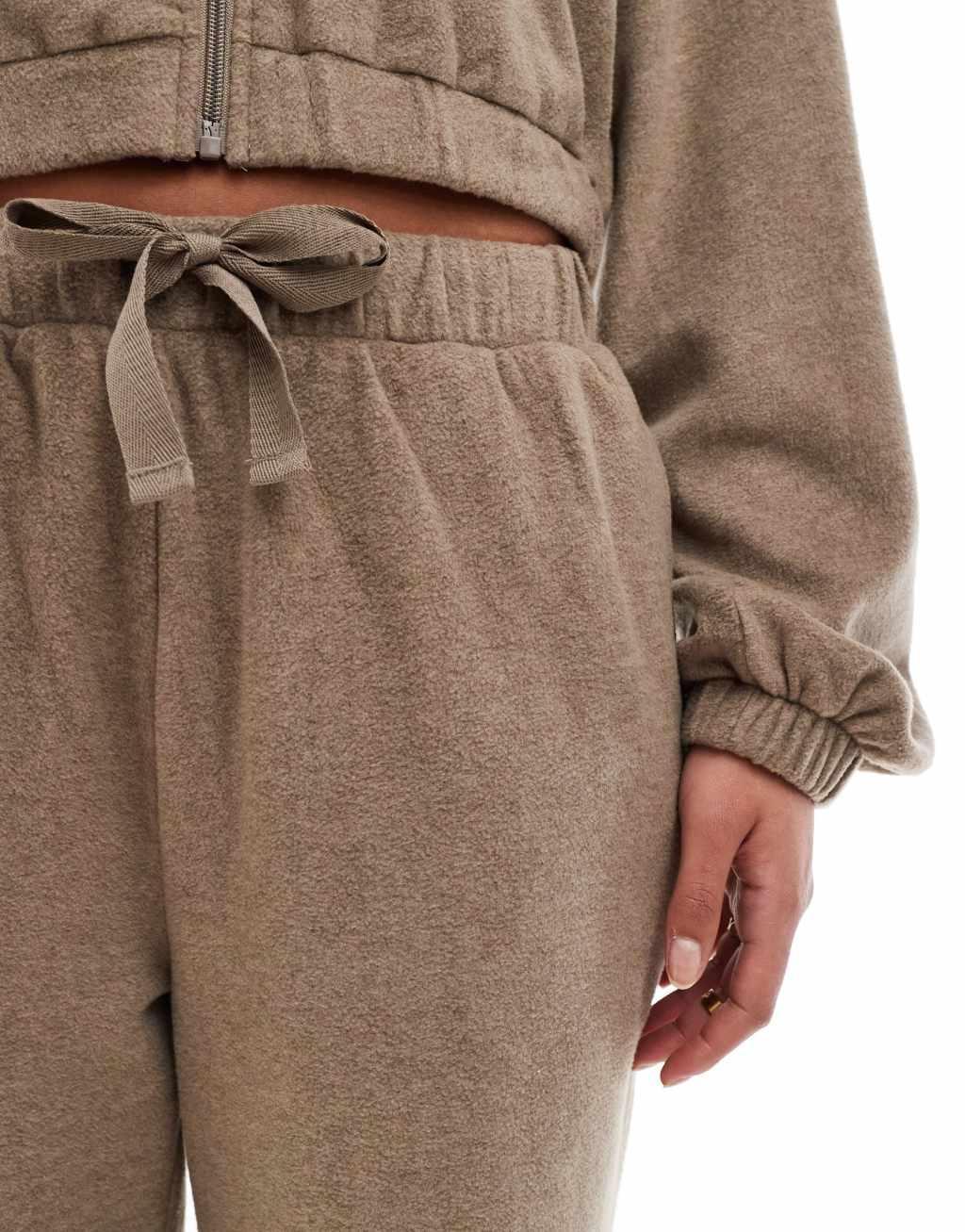 ASOS DESIGN Tall lounge mix & match fleece sweatpants in brown Product Image