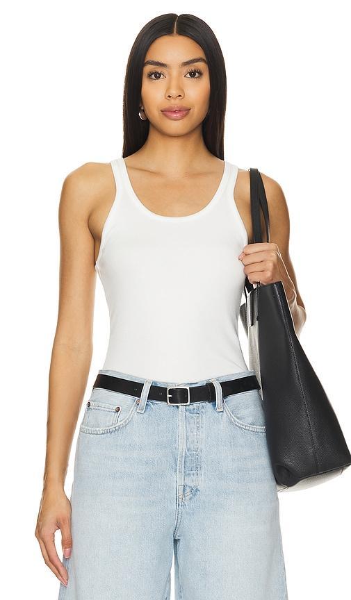 Viscose Ribbed Tank Top In White Product Image