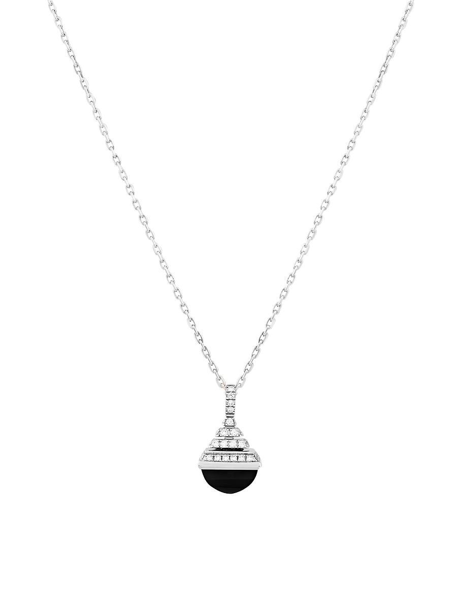 Womens Cleo 18K White Gold, Diamond & Black Onyx Pendant Necklace Product Image