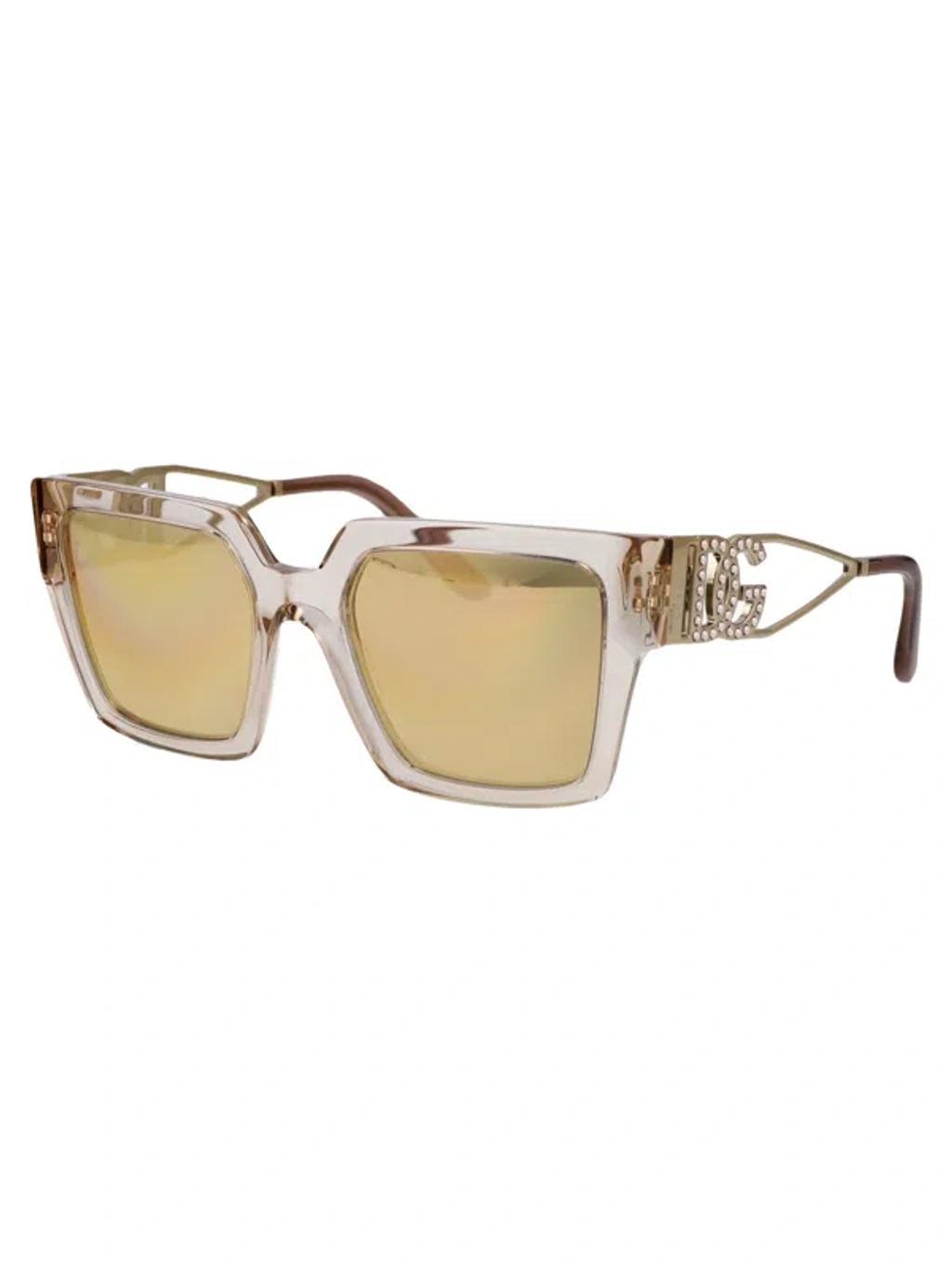 DOLCE & GABBANA Squared Sunglasses 0 Dg4446 B 343203 In 343203 Transparent Camel Product Image