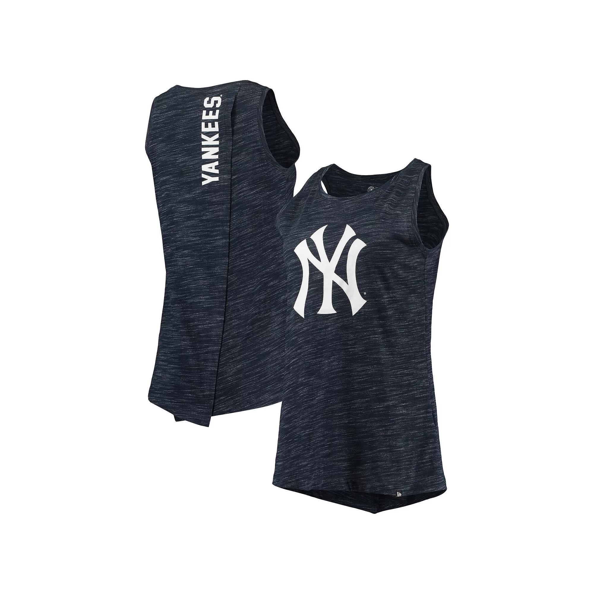 Women's New Era Navy New York Yankees Space Dye Back-Knot Tank Top,  Product Image