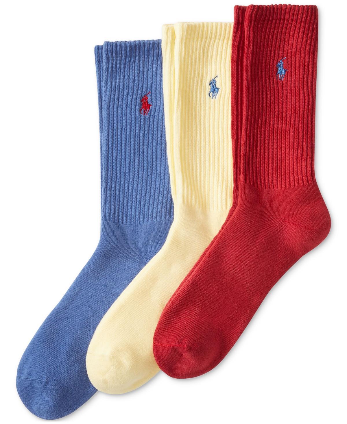 Polo Ralph Lauren 3 Pack Ribbed Cushion Foot Crew Mens Socks Product Image