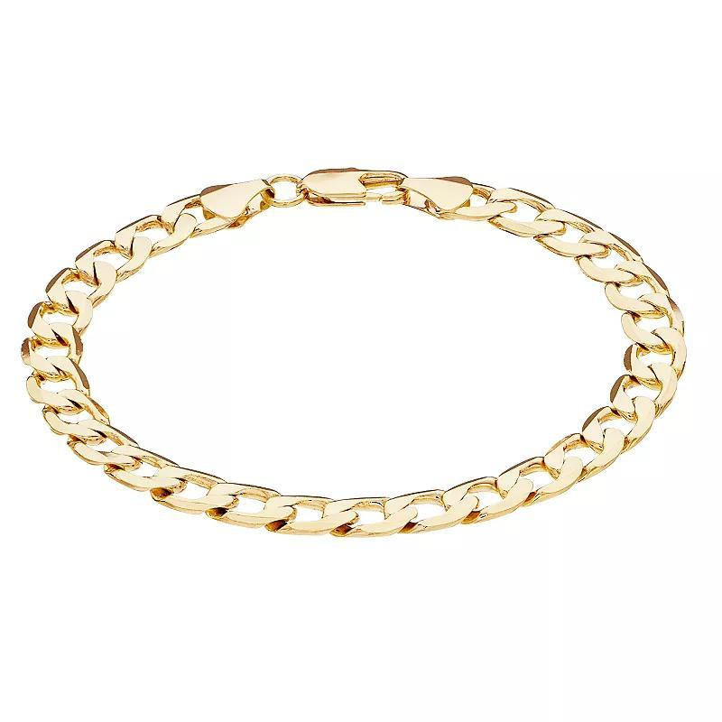 Mens 14K gold over Brass Cuban Chain Bracelet Gold Tone Product Image