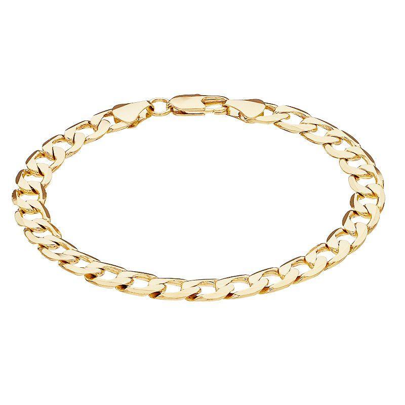 Mens 14K gold over Brass Cuban Chain Bracelet Gold Tone Product Image