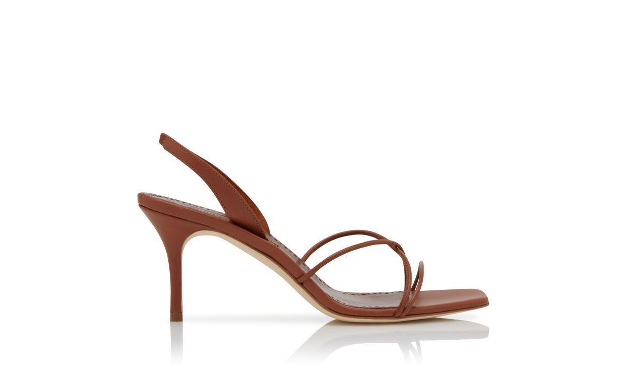 NINFEA Brown Nappa Leather Slingback Sandals Product Image