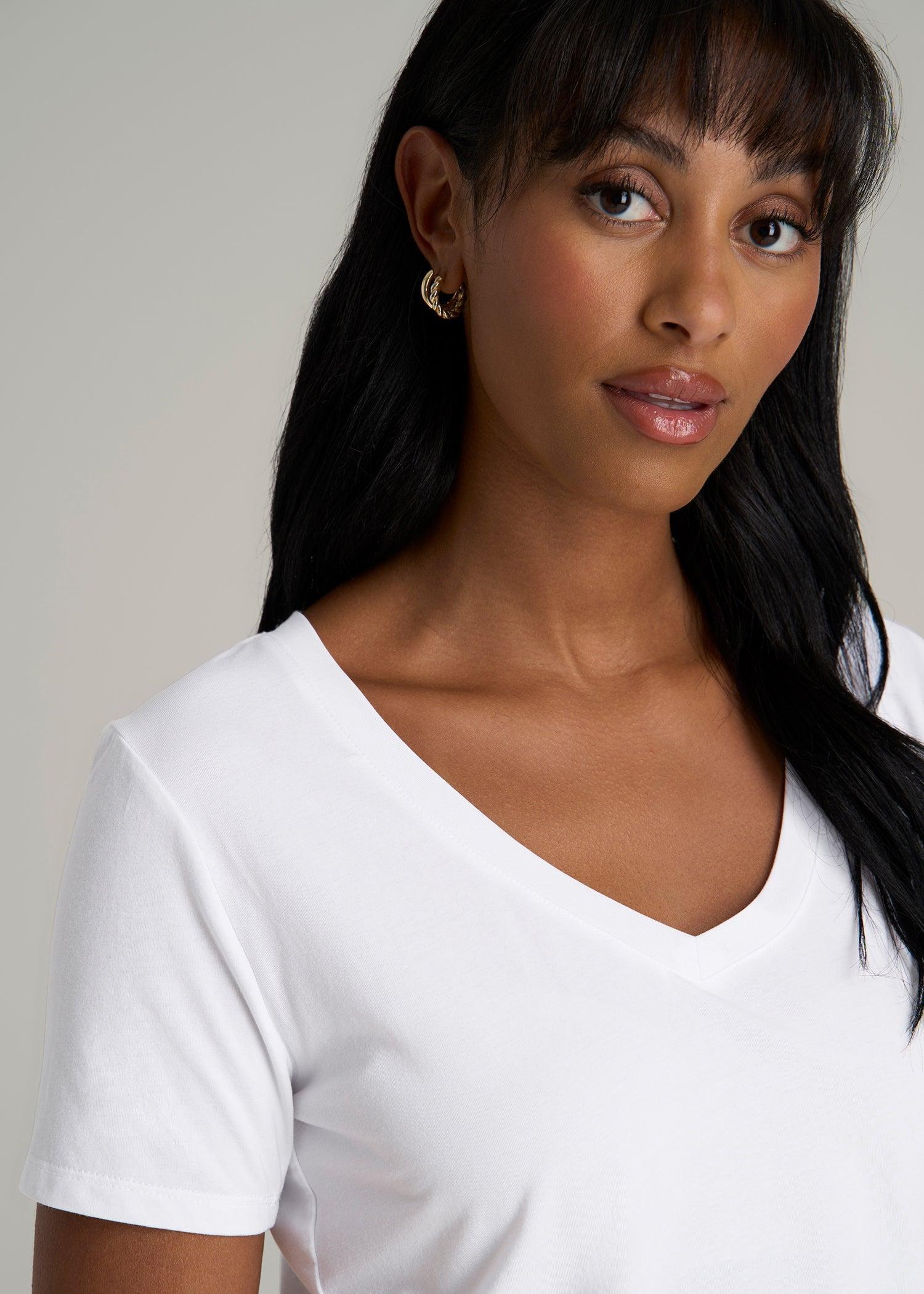 Scoop V-Neck Tee for Tall Women in Ecru Female Product Image