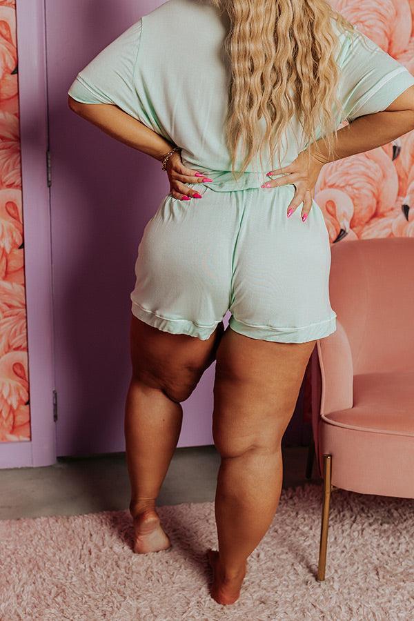 Classic Cuddles Pajama Shorts In Mint Curves Product Image