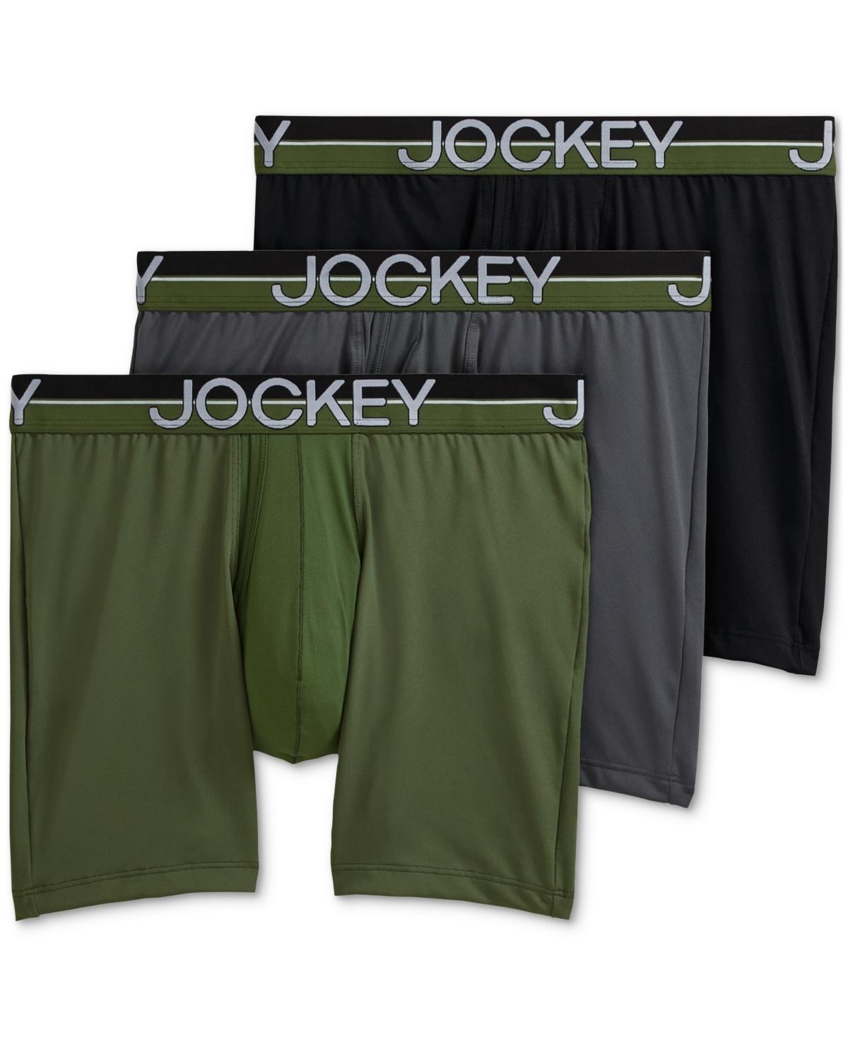 Men's Jockey® Infinite Cool 3-pk Microfiber Stretch 5" Boxer Briefs, Size: XL, Military Green Team Product Image