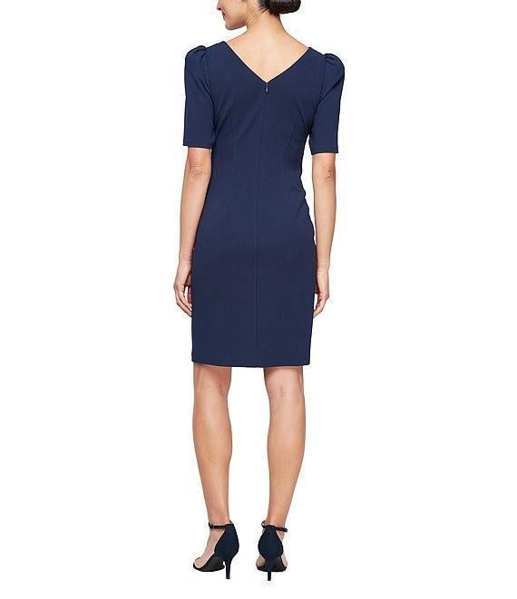 Alex Evenings Short Sleeve Embellished Boat Neck Sheath Dress Product Image