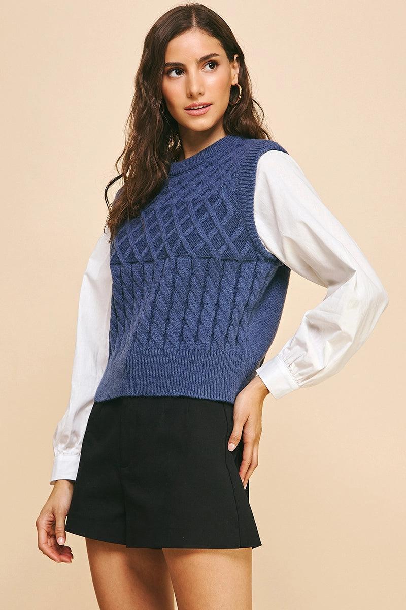 Bella Knit Woven Combi Top Product Image