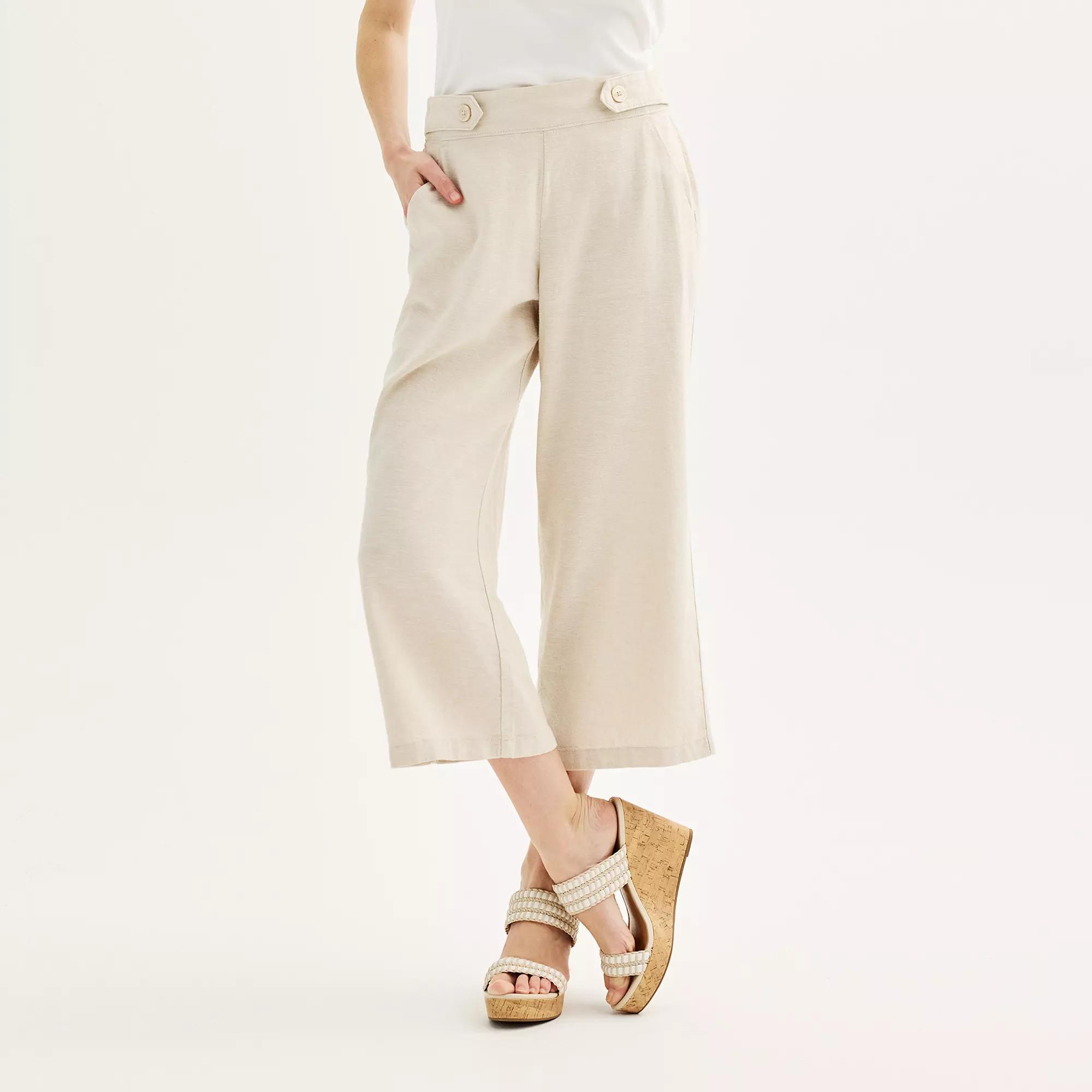 Women's Croft & Barrow® Pull-On Wide Leg Crop Pants, Size: XS, Leigh Beige Product Image