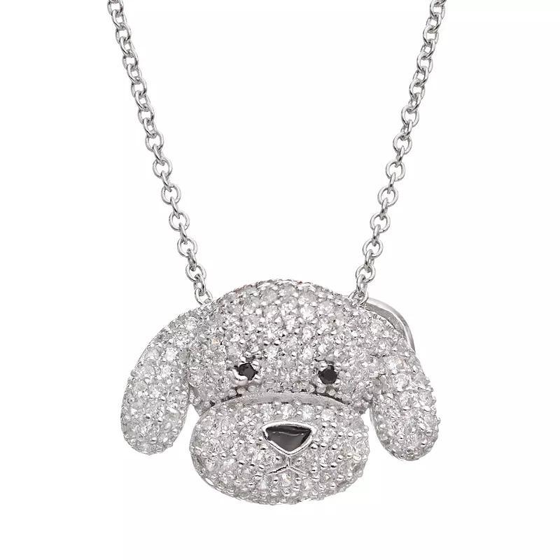 Sophie MillerCubic Zirconia Sterling Silver Dog Pendant Necklace, Womens Black Product Image