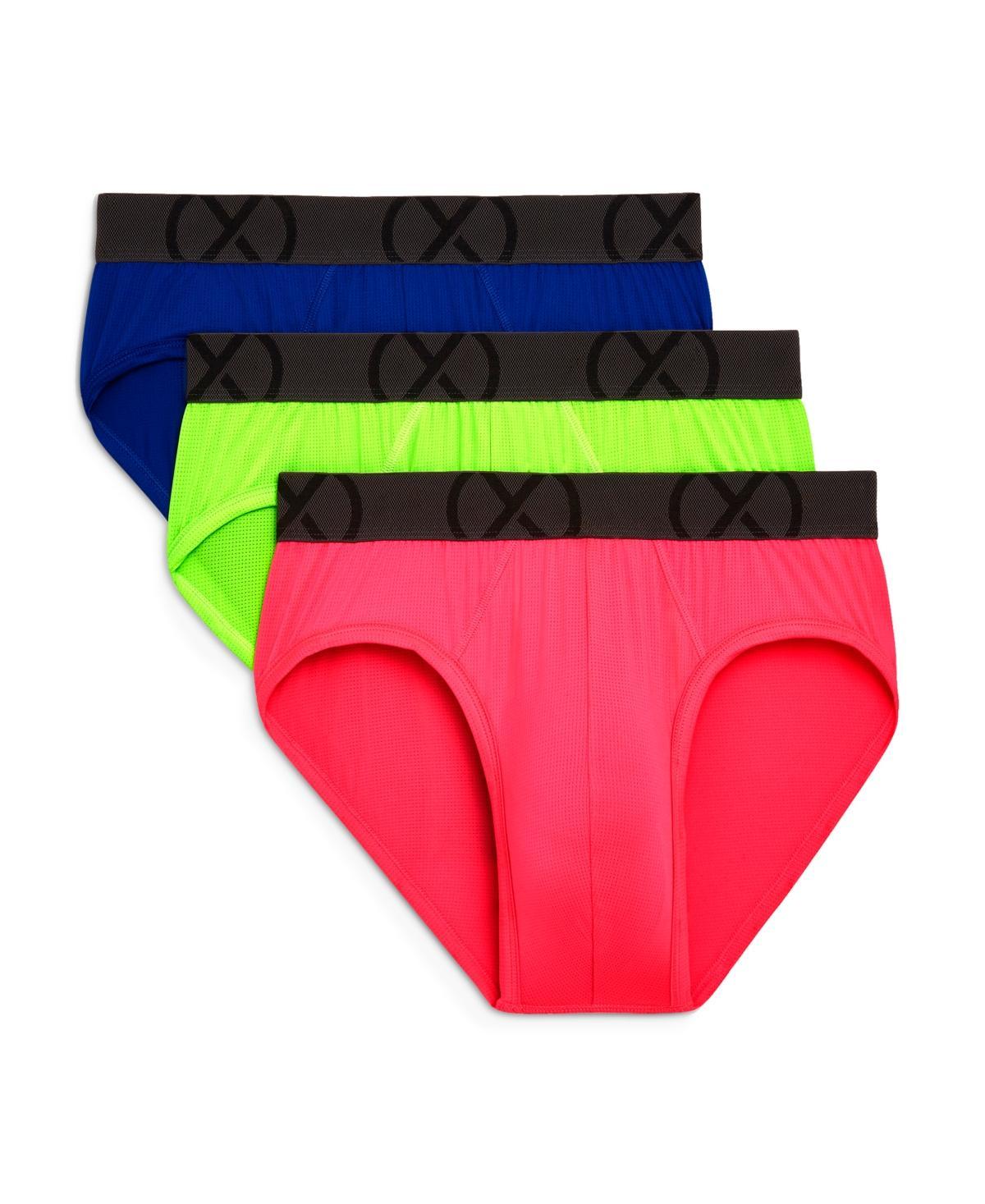 2(x)ist Mens Mesh No Show Performance Brief, Pack of 3 - Fiery Red, Electric Blue Product Image