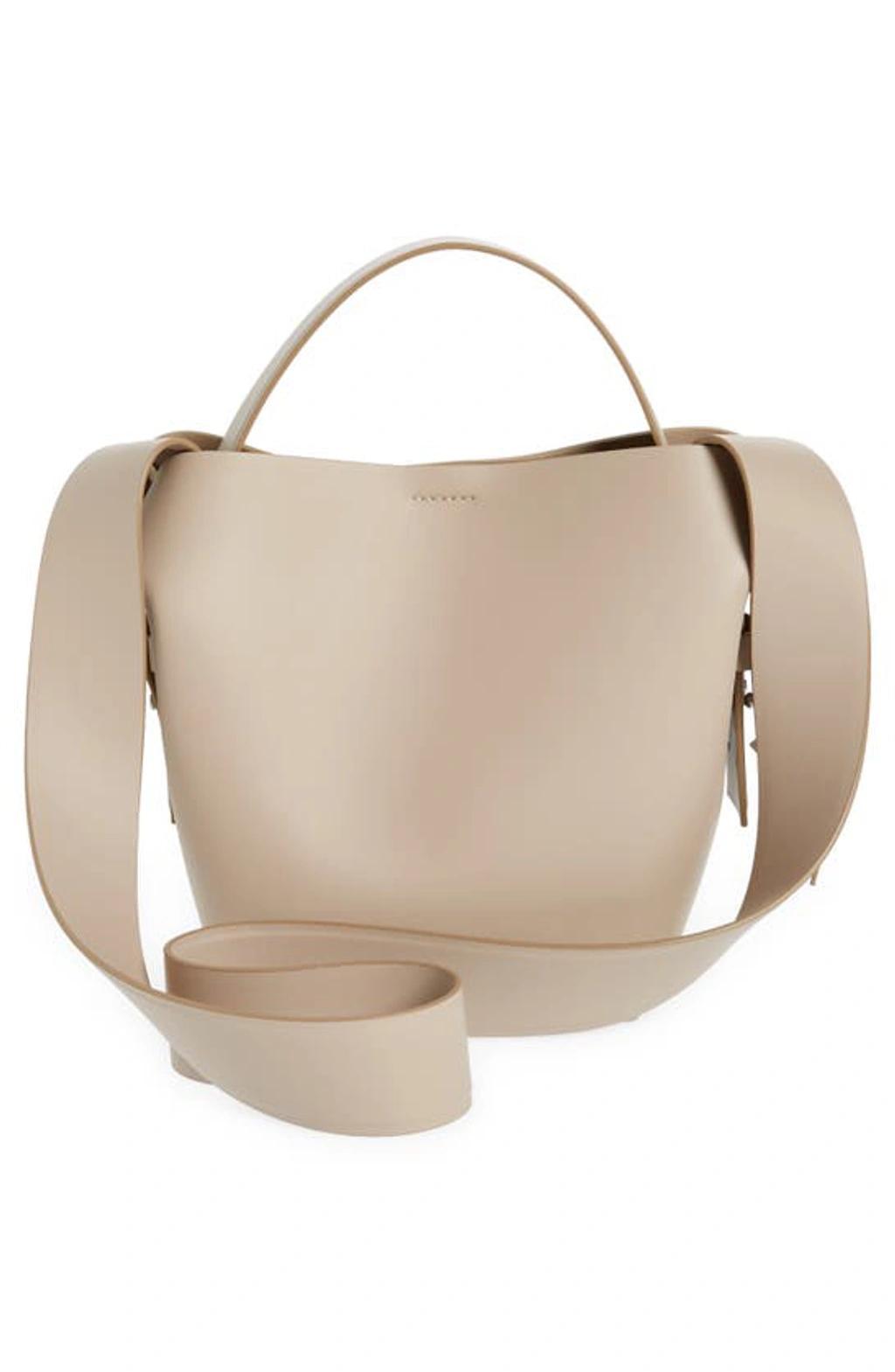 ACNE STUDIOS Mini Musubi Leather Top Handle Bag In Taupe Beige Product Image