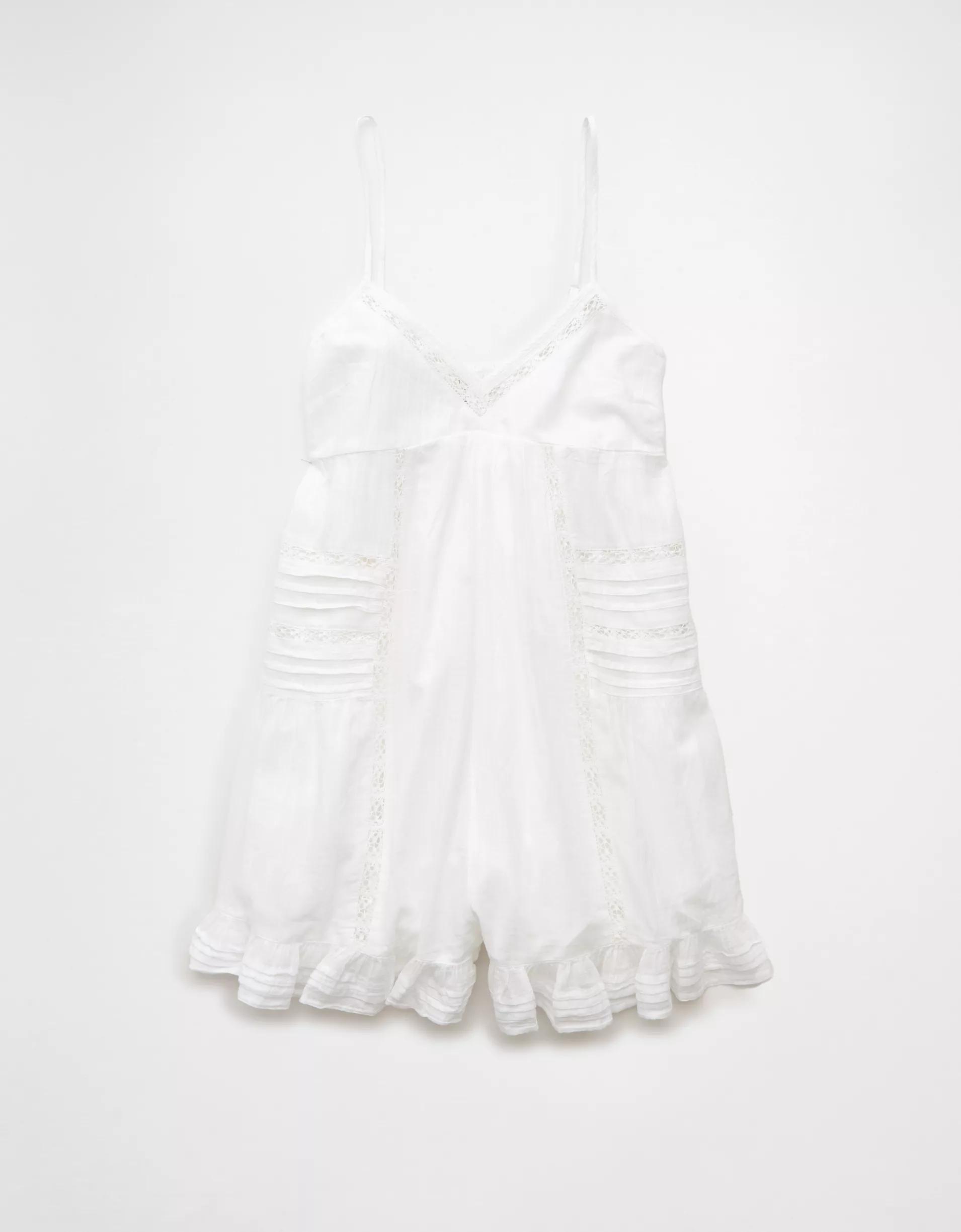 AE Pintuck Lace Babydoll Romper Product Image