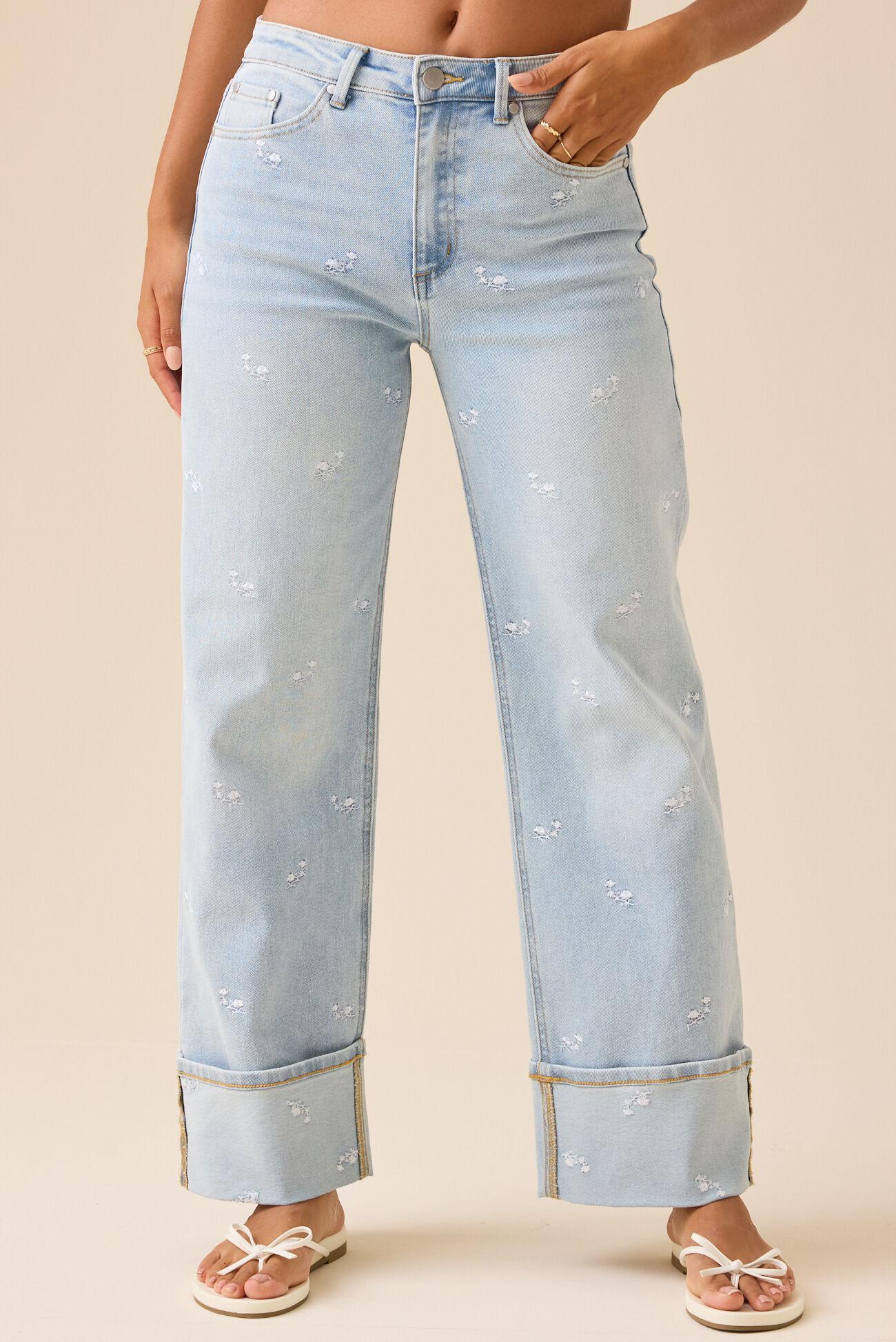Edie Floral Embroidered Jeans Product Image
