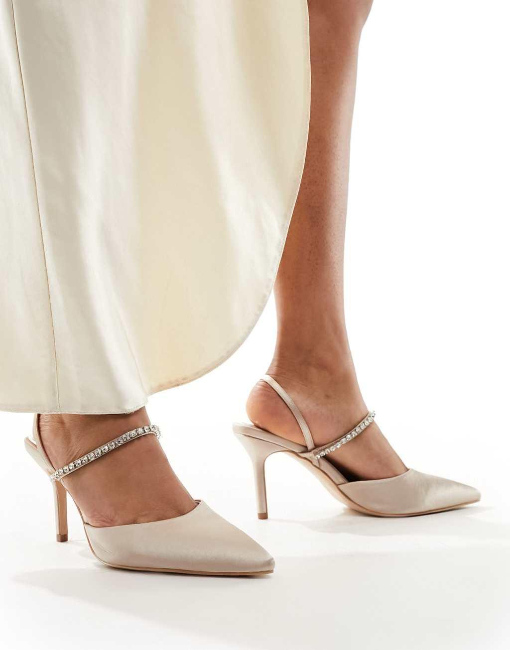 Be Mine Bridal Elisa embellished strap heeled shoes in blush Product Image