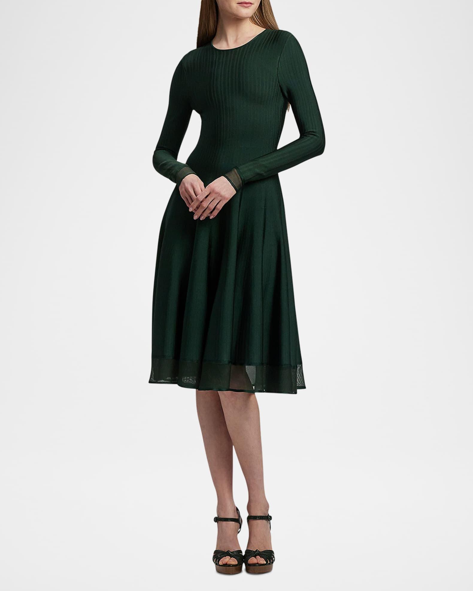 Viscose Sheer Edge Crewneck Dress Product Image