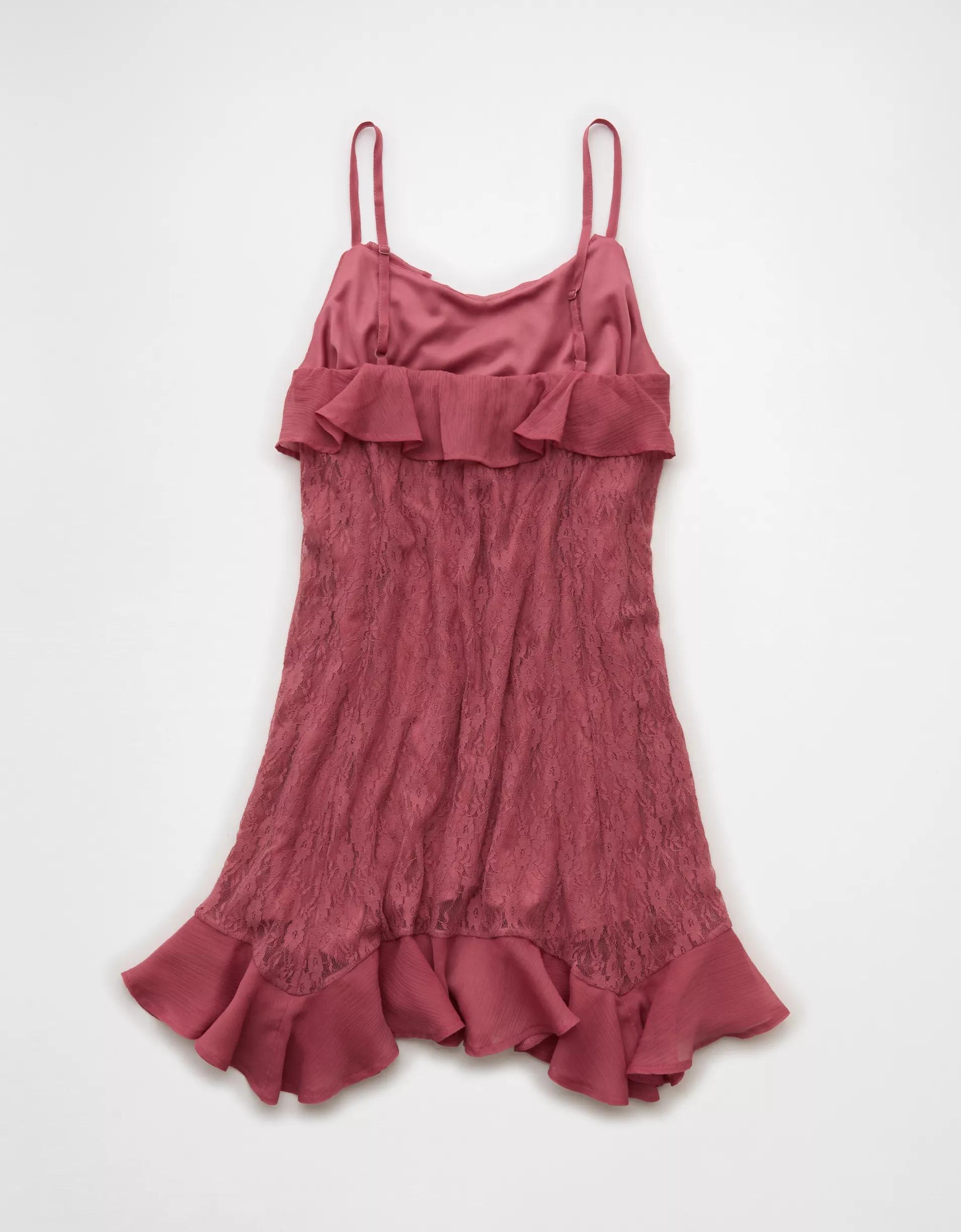 AE Lace Handkerchief Hem Ruffle Mini Dress Product Image