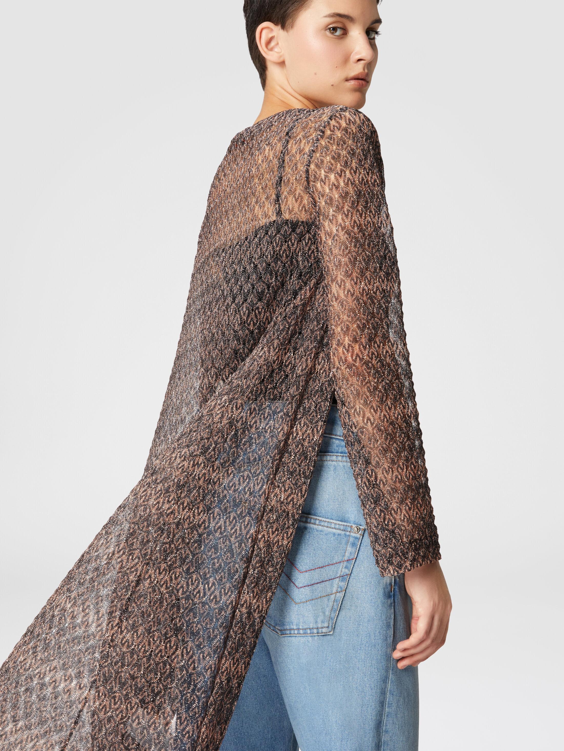 Long cardigan with lamé lace motif Product Image