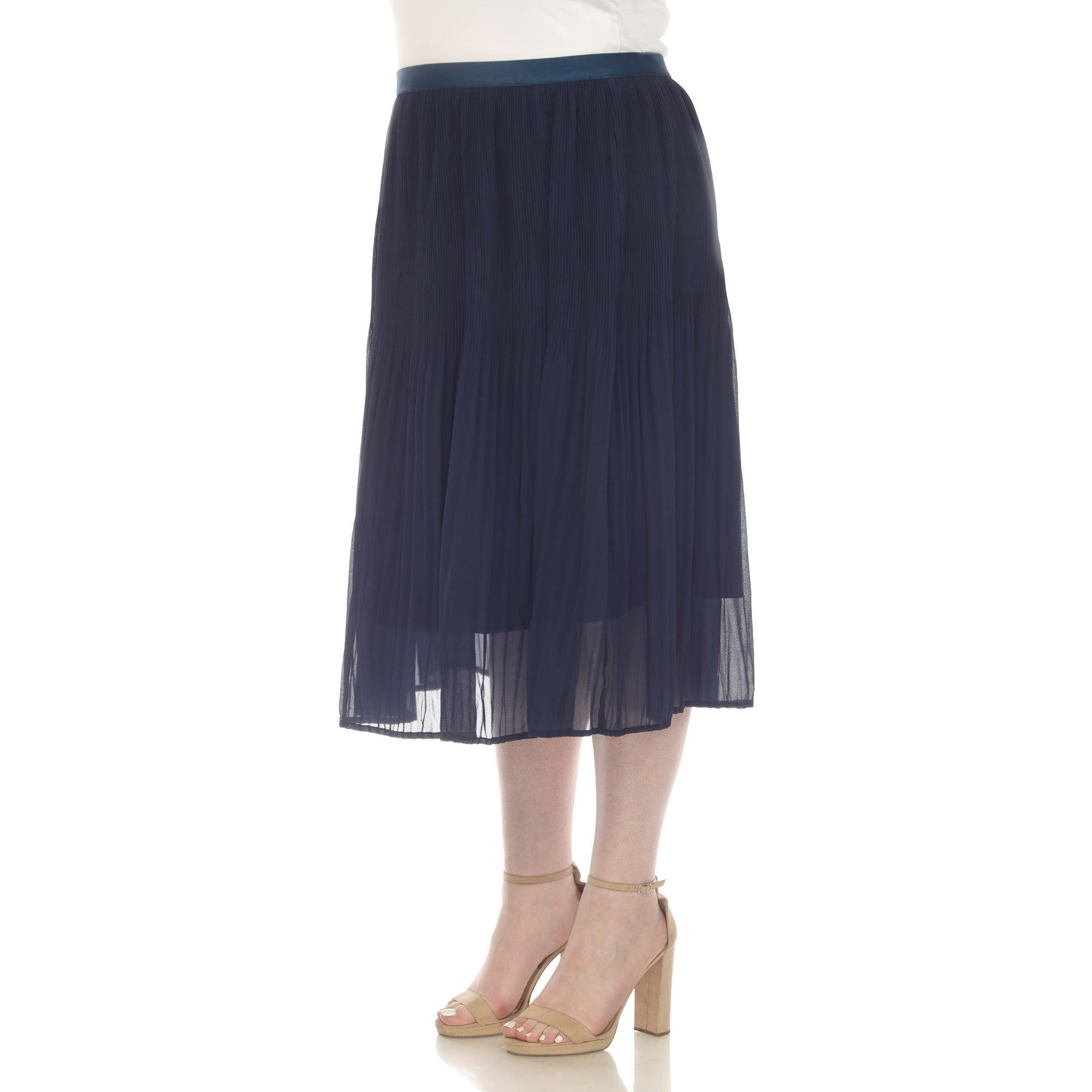 Plus Size Pleated Chiffon Midi Skirt Product Image