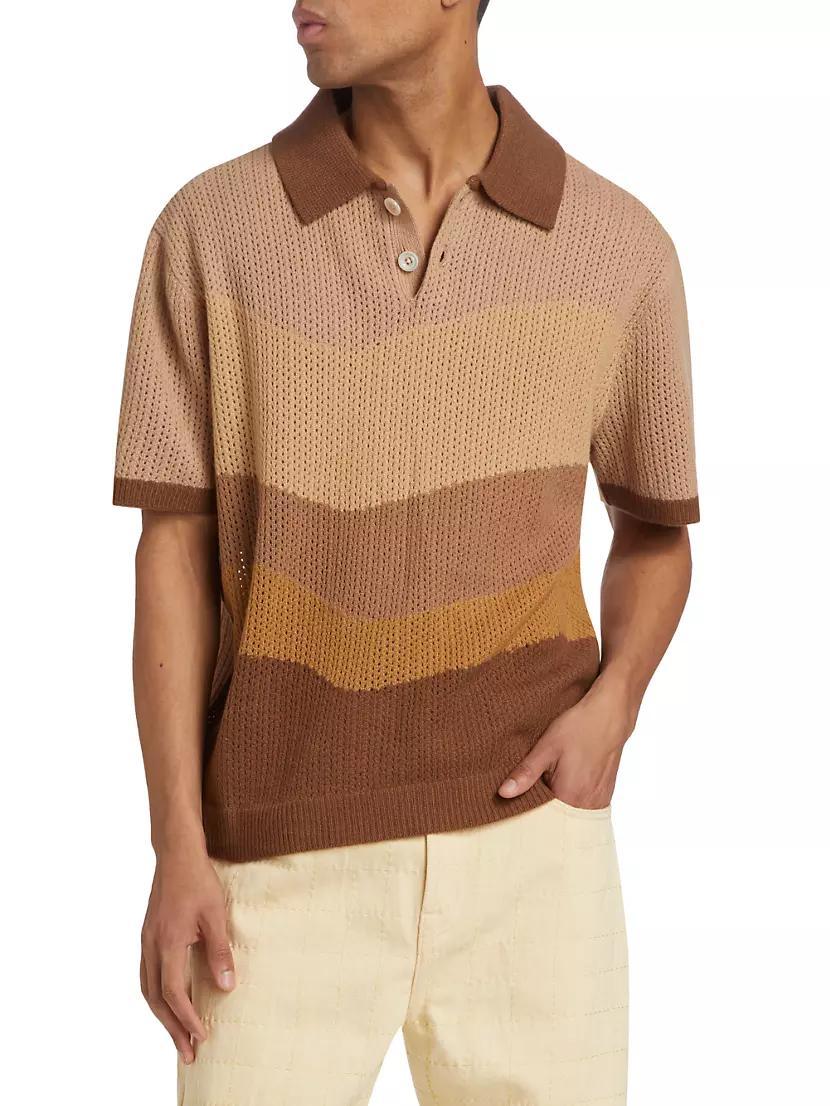 Abstract Wool Knit Polo Shirt Product Image