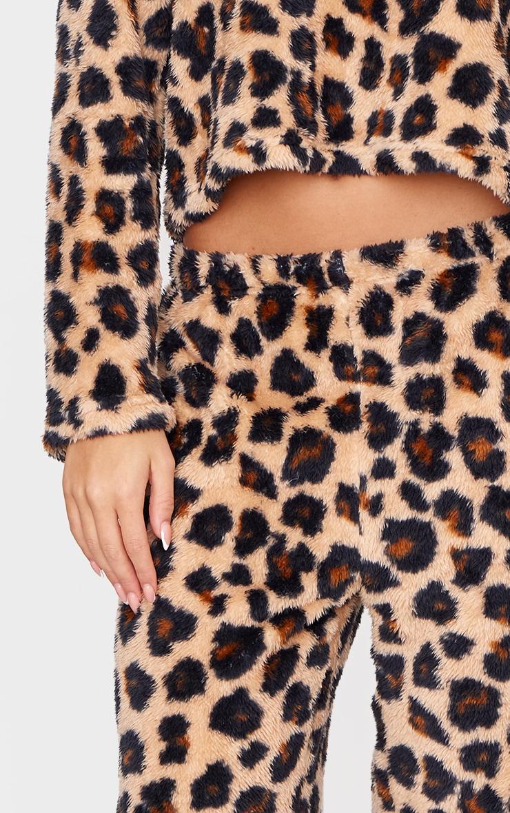 Brown Leopard Print Fleece Pj Pants Product Image