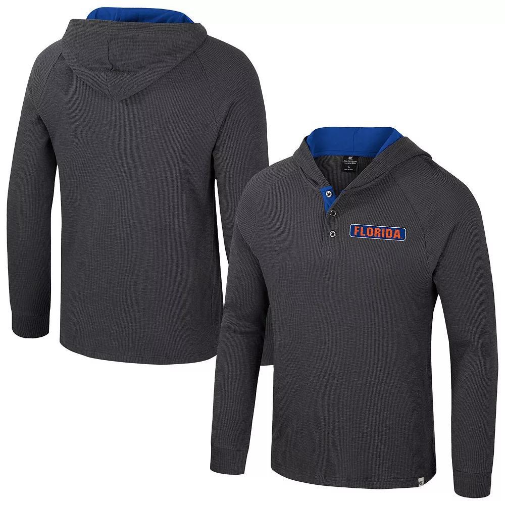 Men's Colosseum Charcoal Florida Gators Dujour Ralgan Long Sleeve Henley Hoodie T-Shirt,  Product Image