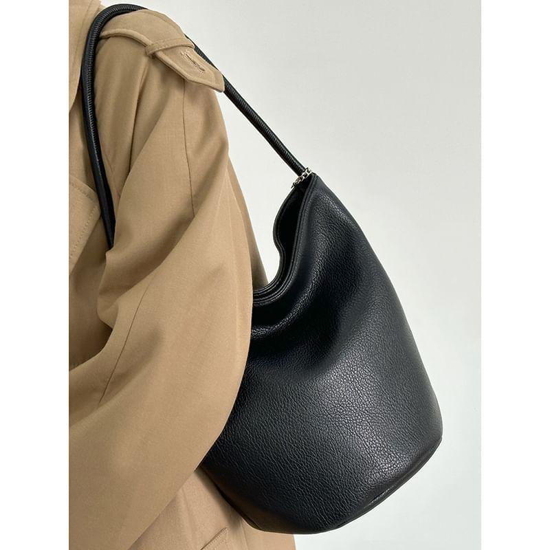 Plain Faux Leather Bucket Bag Product Image