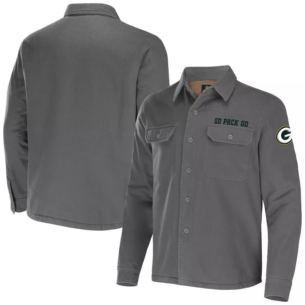 Men's NFL x Darius Rucker Collection by Fanatics Gray Los Angeles Chargers Canvas Button-Up Shirt Jacket,  Product Image