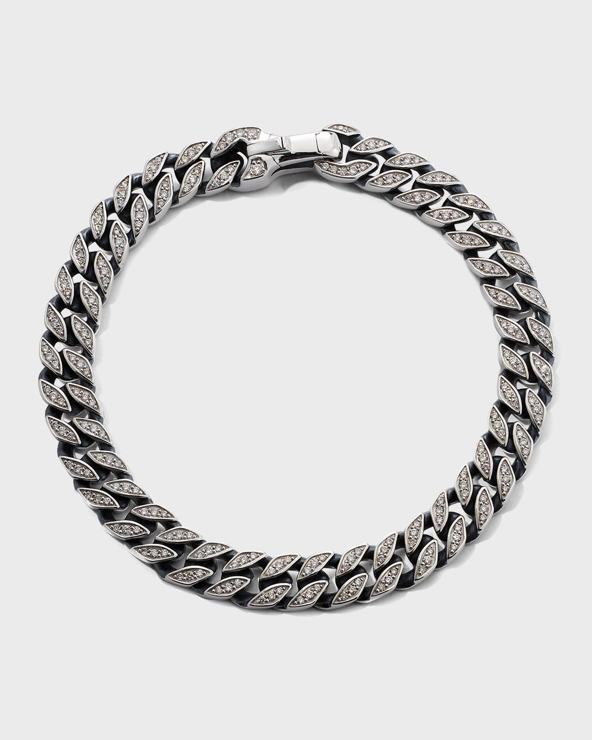 Mens Curb Chain Bracelet with Pav Diamonds Product Image