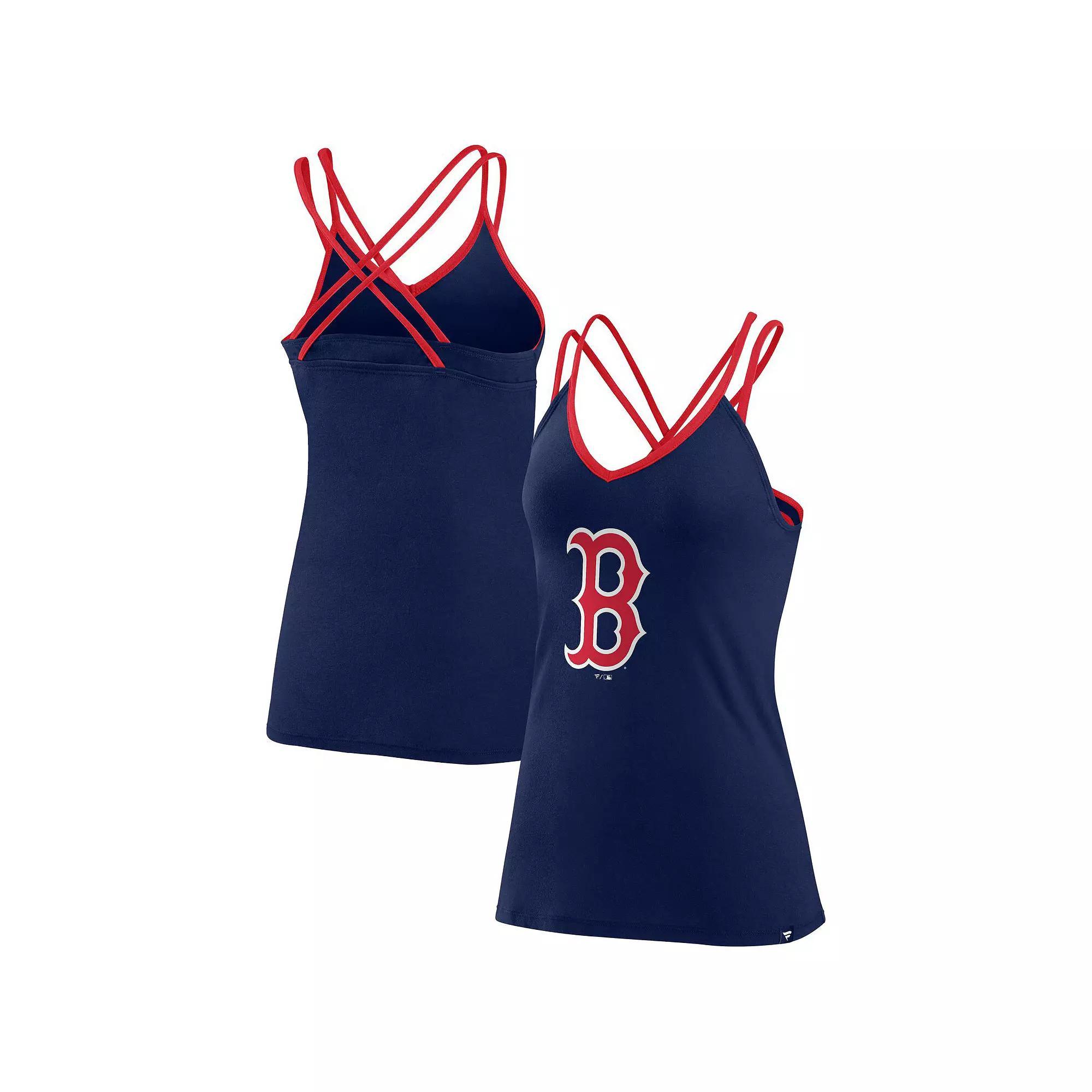 Women's Fanatics Branded Navy Boston Red Sox Barrel It Up Cross Back V-Neck Tank Top, Size: Medium, Blue Product Image