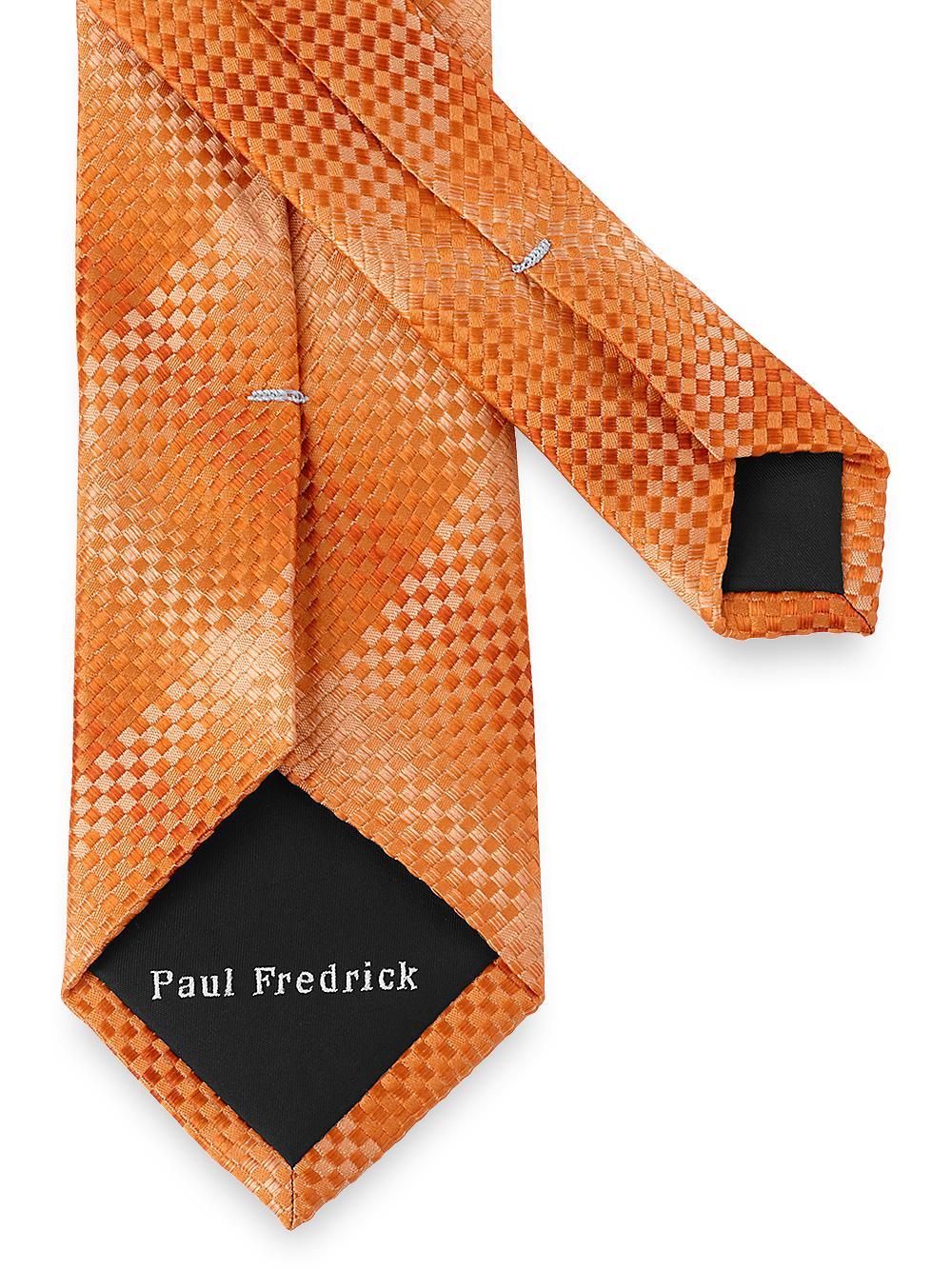 Geometric Woven Silk Tie - Orange Product Image