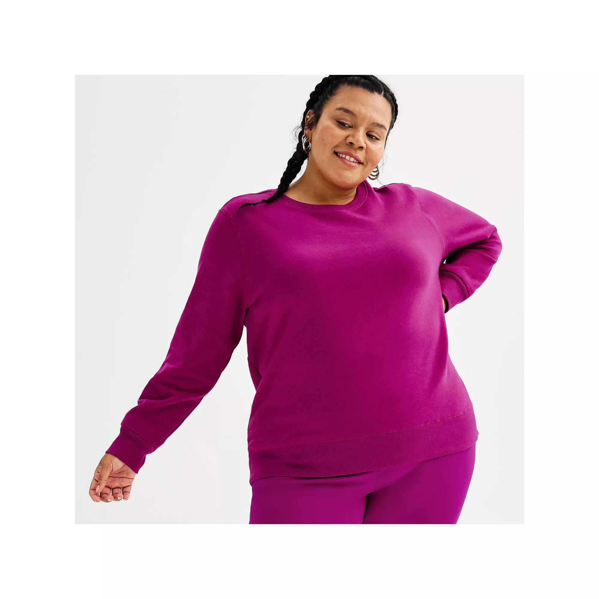 Plus Size Tek Gear® Ultrasoft Fleece Crewneck Sweatshirt, Women's, Size: 1XL, Pink Grigio Product Image